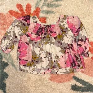 GAP Kids Pink and White Floral Blouse